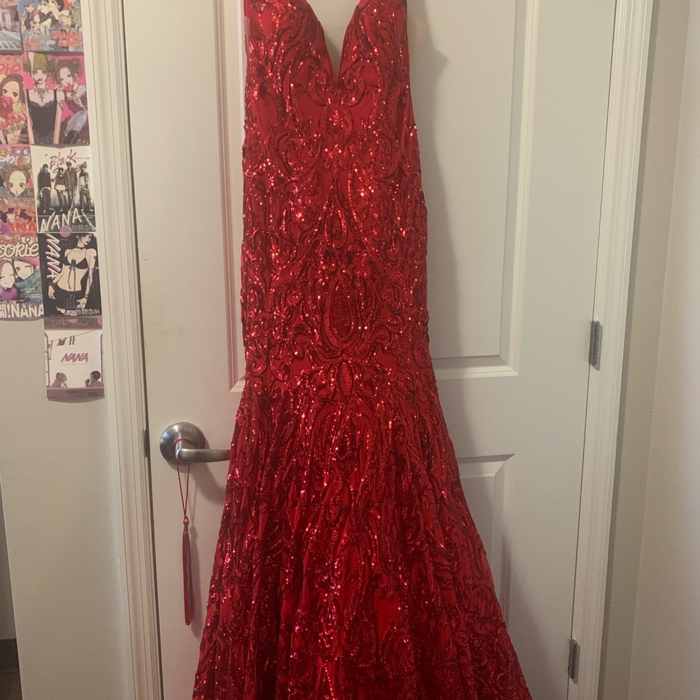 Elegant Red Sequin Gown